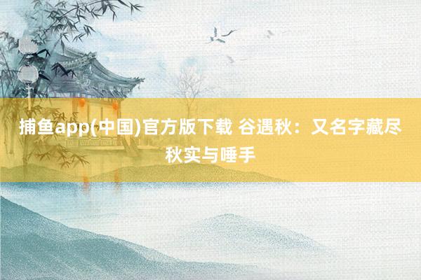   捕鱼app(中国)官方版下载 谷遇秋：又名字藏尽秋实与唾手