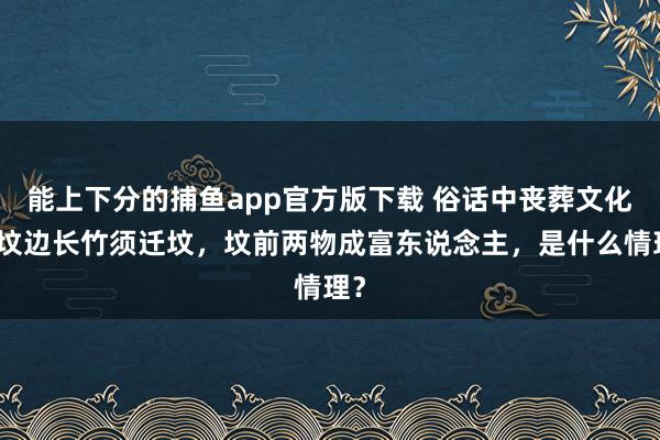   能上下分的捕鱼app官方版下载 俗话中丧葬文化：坟边长竹须迁坟，坟前两物成富东说念主，是什么情理？