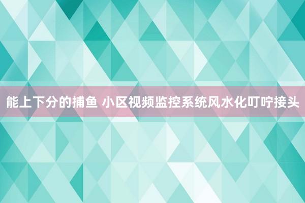   能上下分的捕鱼 小区视频监控系统风水化叮咛接头