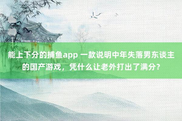能上下分的捕鱼app 一款说明中年失落男东谈主的国产游戏，凭什么让老外打出了满分？