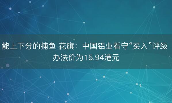 能上下分的捕鱼 花旗：中国铝业看守“买入”评级 办法价为15.94港元