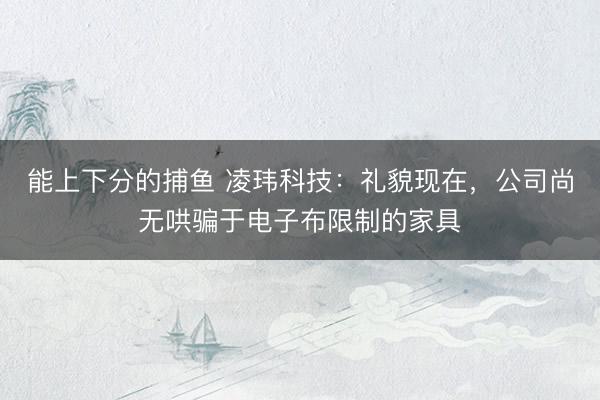 能上下分的捕鱼 凌玮科技：礼貌现在，公司尚无哄骗于电子布限制的家具
